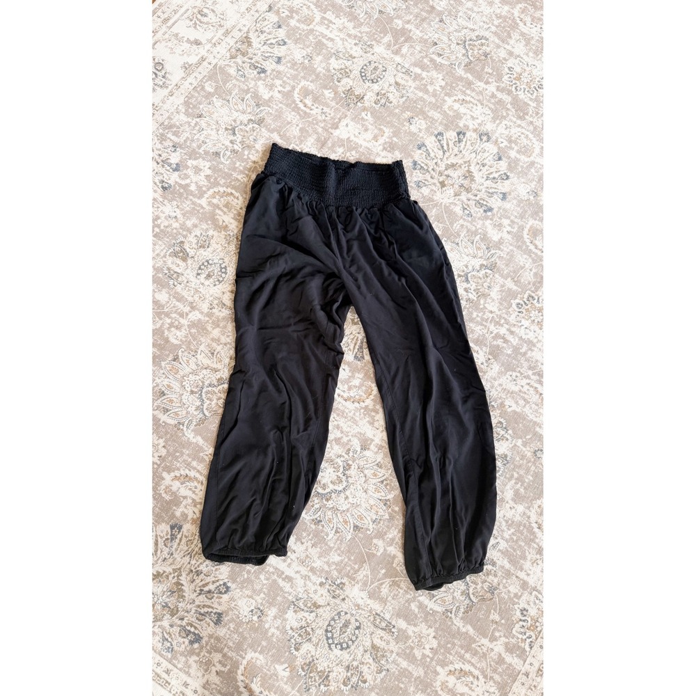 Hatch Black Smocked Waist Harem Pants Maternity Joggers Pockets Size 1 Small